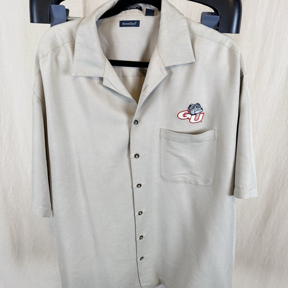 Gonzaga‎ Bulldogs Alumni Association Men's XL Rayon Blend Camp Shirt With Pocket
